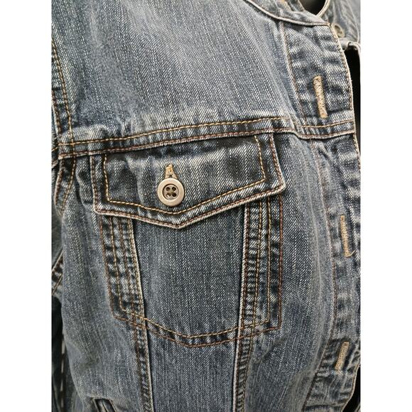 FC French Cuff Denim Jean Jacket w/ Pockets Buttoned Down M - Picture 2 of 9